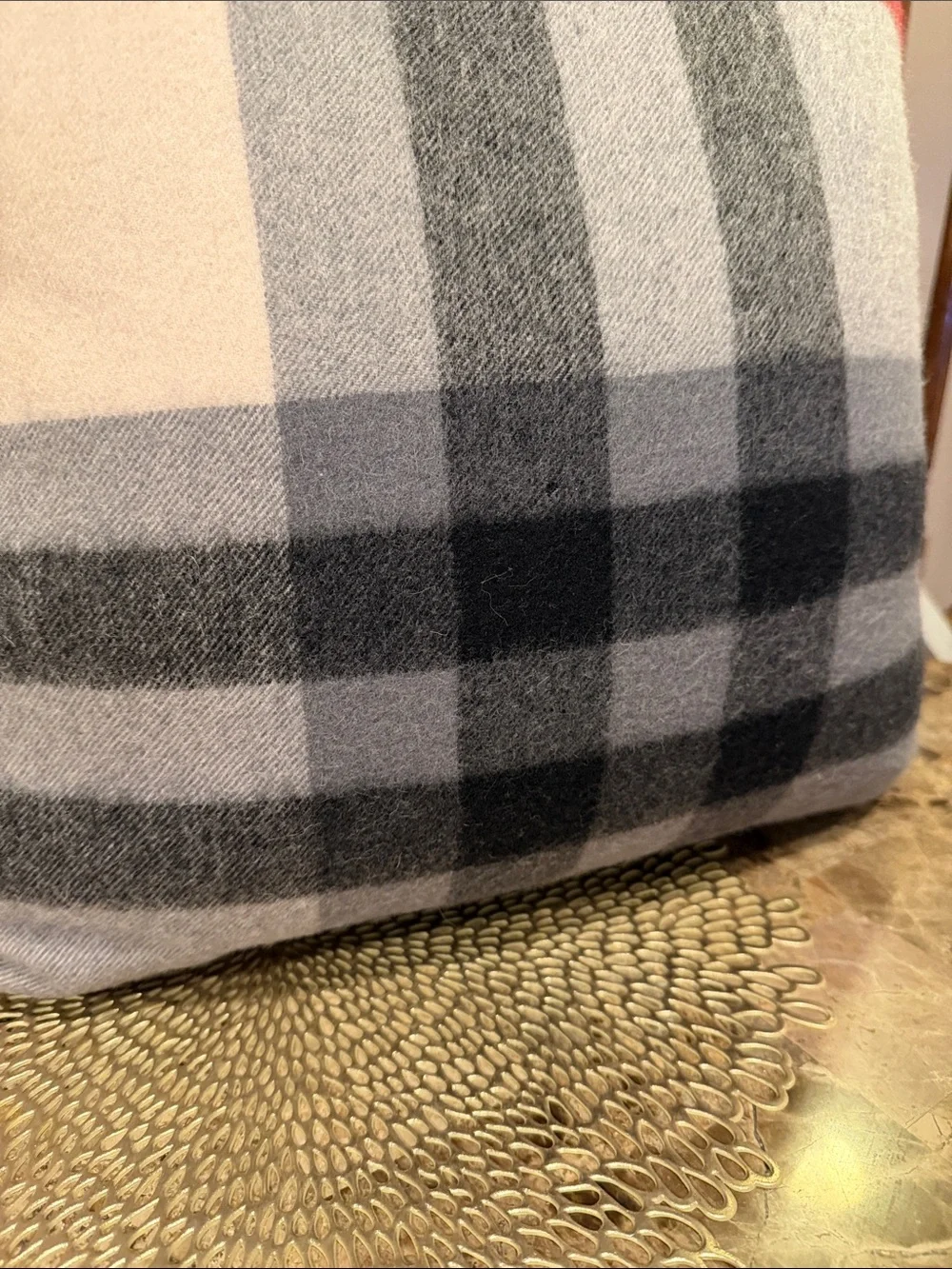 Williams Sonoma Plaid 100% Lambswool Accent Pillow Cover, 22” x 22”